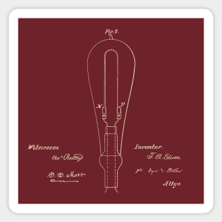 Edison Incandescent Light Bulb Patent Illustration Sticker